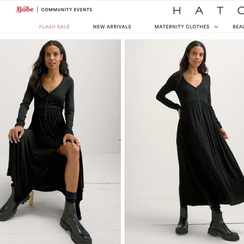 HATCH ✨ The Softest Rib Nursing Dress Black sz 1